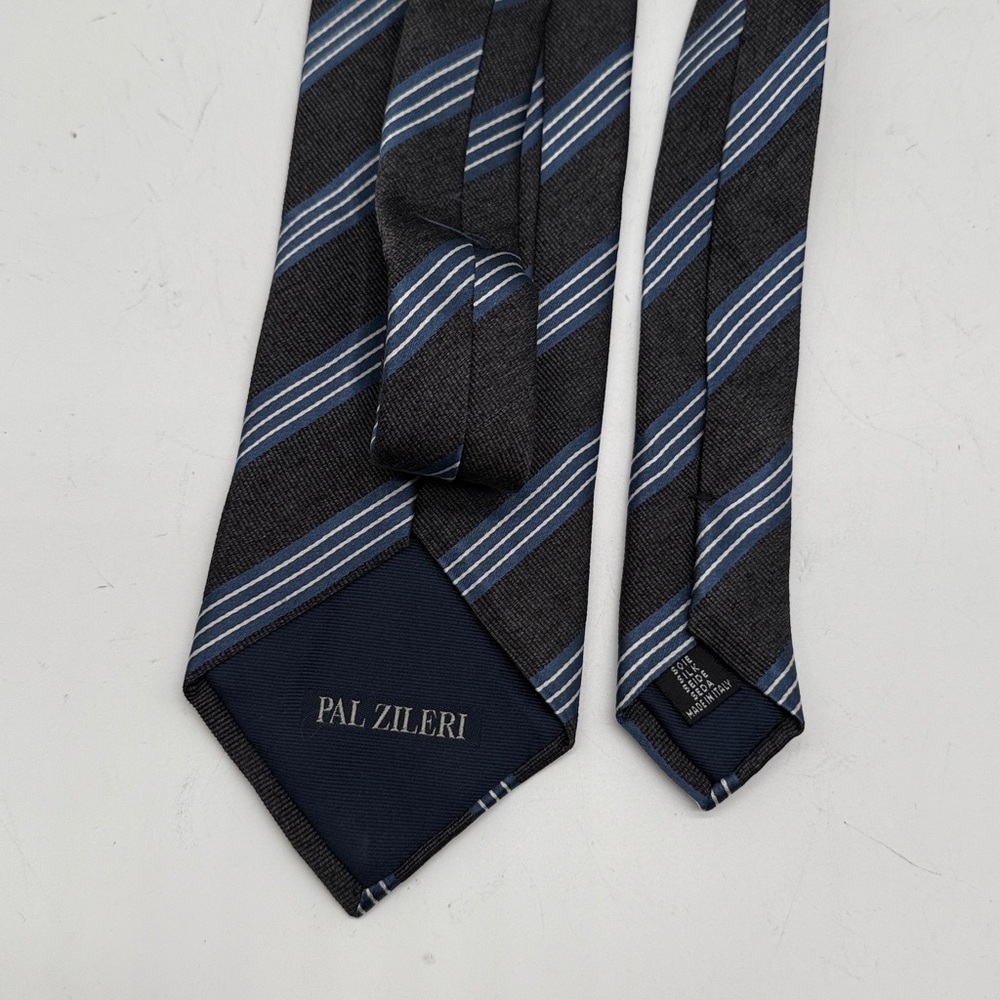 Pal Zileri Navy and Gray Diagonal Striped Tie